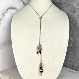 ROMOLO Tori Leaf Lariat Necklace Silver Tone NWT